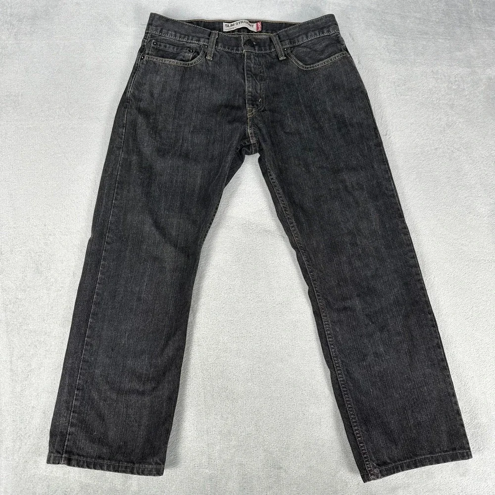 Levi's Jeans Mens 33x30 Black 514 Slim Straight Dark Wash Denim Pants